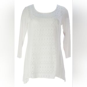 Miraclebody by Miraclesuit Women's Ivory Mix Media Eyelet Scoop Neck Top NWT SM